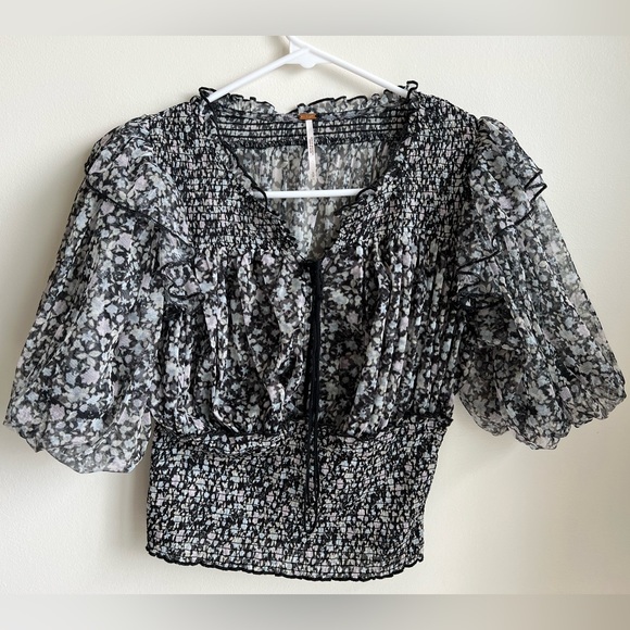 Free People Beatrice Smocked Ruffle Top - Picture 3 of 9